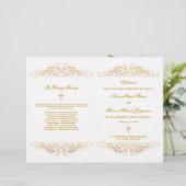 Elegant Gold Flourish Wedding Programme (Staand voorkant)