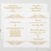 Elegant Gold Flourish Wedding Programme (Voorkant / Achterkant)