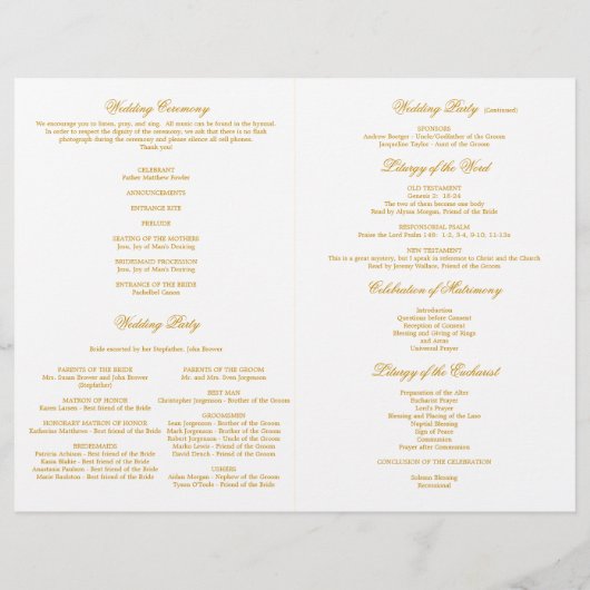 Elegant Gold Flourish Wedding Programme (Achterkant)