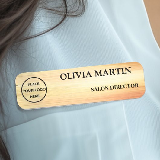 Elegant Gold Flow Magnetic Name Badge