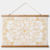 Elegant Gold Flower Mandala White Design Hangend Wandkleed (Voorkant)