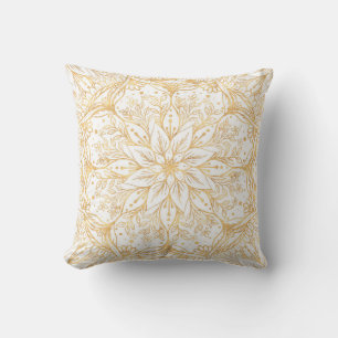 Elegant Gold Flower Mandala White Design Kussen