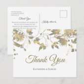 Elegant Gold Flower Vine Hartelijk dank Briefkaart (Voorkant / Achterkant)