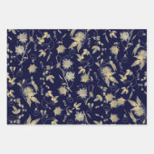 Elegant Gold Flowers Black Burgundy Navy Inpakpapier Vel (Voorkant 3)
