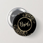 Elegant Gold Flowers Glitter Ronde Button 5,7 Cm (Voorkant /achterkant)