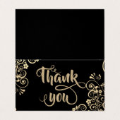 Elegant Gold Flowers Glittery Hartelijk dank voor  Visitekaartje (Buitenkant ongevouwen)