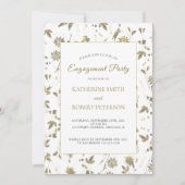 Elegant Gold Flowers Vine Verloving Kaart (Voorkant)