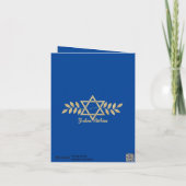 Elegant Gold Flying Dove Menorah Blue Hanukkah Feestdagen Kaart (Achterkant)