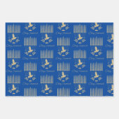Elegant Gold Flying Dove Menorah Blue Hanukkah Inpakpapier Vel (Voorkant 2)