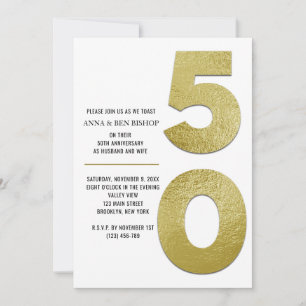 Elegant Gold Foil 50th Wedding Jubileum Kaart
