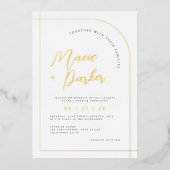 Elegant Gold Foil Arch & Calligraphy Photo Wedding Folie Uitnodiging (Voorkant)