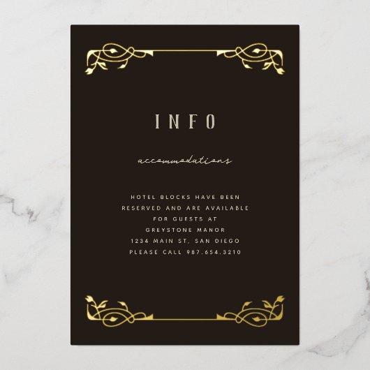 Elegant Gold Foil Art Nouveau Folie Uitnodiging (Voorkant)