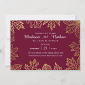 Elegant Gold Foil Autumn Leaves Change the Date Save The Date (Voorkant)