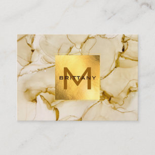 Elegant Gold Foil Beige Brown Abstract Visitekaartje