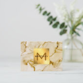 Elegant Gold Foil Beige Brown Abstract Visitekaartje (Staand voorkant)