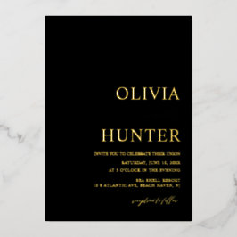 Elegant Gold Foil Black Wedding Folie Folie Uitnodiging