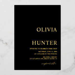 Elegant Gold Foil Black Wedding Folie Folie Uitnodiging