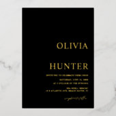 Elegant Gold Foil Black Wedding Folie Folie Uitnodiging (Voorkant)