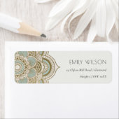 Elegant  Gold Foil Blauwgroen Mandala Adres Etiket (Insitu)