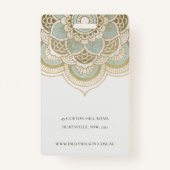 Elegant  Gold Foil Blauwgroen Mandala Foto Badge (Achterkant)