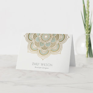 Elegant  Gold Foil Blauwgroen Turquoise Mandala Bedankkaart