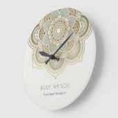 Elegant  Gold Foil Blauwgroen Turquoise Mandala Grote Klok (Hoek)