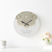Elegant  Gold Foil Blauwgroen Turquoise Mandala Grote Klok (Huis)