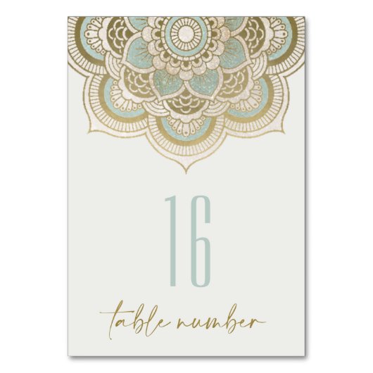 Elegant Gold Foil Blauwgroen Turquoise Mandala Kaart (Voorkant)
