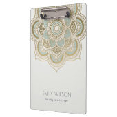 Elegant  Gold Foil Blauwgroen Turquoise Mandala Klembord (Links)