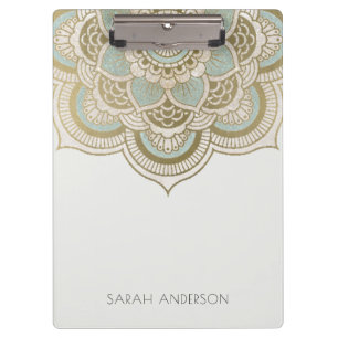 Elegant Gold Foil Blauwgroen Turquoise Mandala Klembord