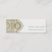 Elegant  Gold Foil Blauwgroen Turquoise Mandala Mini Visitekaartje (Voorkant)