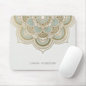 Elegant  Gold Foil Blauwgroen Turquoise Mandala Muismat (Met muis)