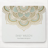 Elegant Gold Foil Blauwgroen Turquoise Mandala Muismat (Voorkant)