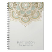 Elegant  Gold Foil Blauwgroen Turquoise Mandala Notitieboek (Voorkant)