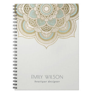 Elegant  Gold Foil Blauwgroen Turquoise Mandala Notitieboek