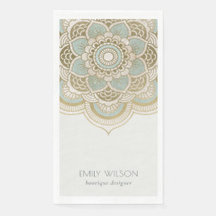 Elegant  Gold Foil Blauwgroen Turquoise Mandala Servet