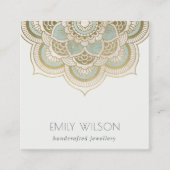 Elegant  Gold Foil Blauwgroen Turquoise Mandala Vierkante Visitekaartje (Voorkant)