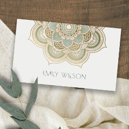 Elegant  Gold Foil Blauwgroen Turquoise Mandala Visitekaartje