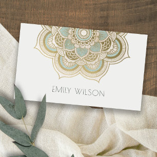 Elegant  Gold Foil Blauwgroen Turquoise Mandala Visitekaartje