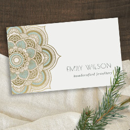Elegant  Gold Foil Blauwgroen Turquoise Mandala Visitekaartje