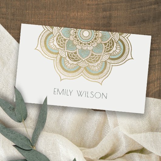 Elegant  Gold Foil Blauwgroen Turquoise Mandala Visitekaartje