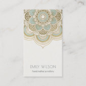 Elegant  Gold Foil Blauwgroen Turquoise Mandala Visitekaartje (Voorkant)