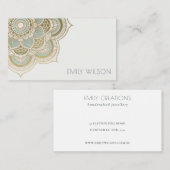 Elegant  Gold Foil Blauwgroen Turquoise Mandala Visitekaartje (Voorkant / Achterkant)