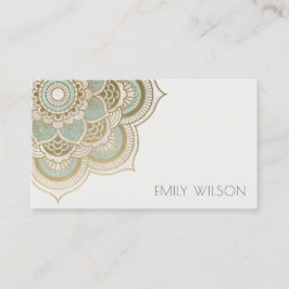 Elegant  Gold Foil Blauwgroen Turquoise Mandala Visitekaartje