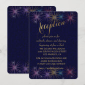 Elegant Gold Foil Blue Glitter Reception Enclosure Kaart (Voorkant / Achterkant)