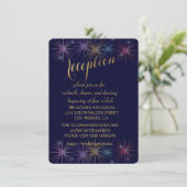 Elegant Gold Foil Blue Glitter Reception Enclosure Kaart (Staand voorkant)