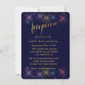 Elegant Gold Foil Blue Glitter Reception Enclosure Kaart (Voorkant)