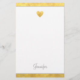 Elegant Gold Foil Border Heart Modern Script Briefpapier