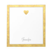 Elegant Gold Foil Border Heart Modern Script Notitieblok (Voorkant)