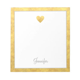 Elegant Gold Foil Border Heart Modern Script Notitieblok